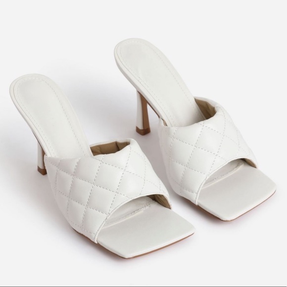 White Quilted High Heels - Picture 3 of 8